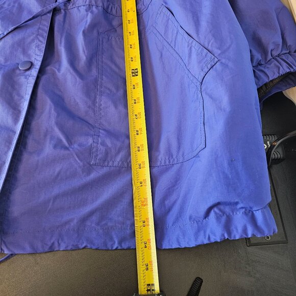 Woman Within 4X Blue Nylon Coat Removable Hood Zipout Fleece Liner Drawstring - Picture 7 of 14